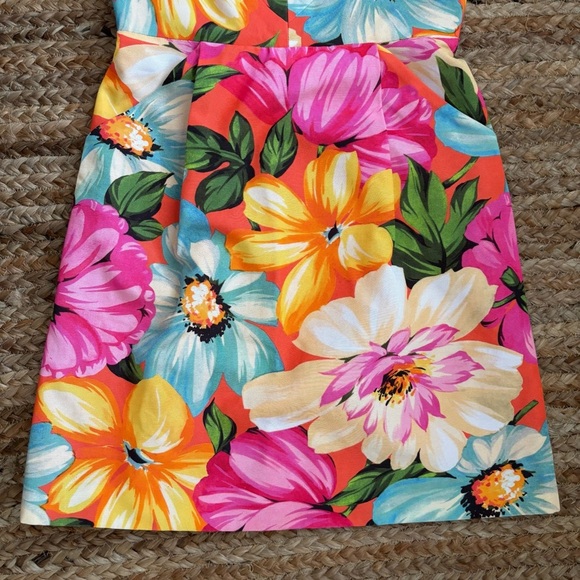 Milly Size 6 Colorful Bright Floral Sleeveless V Neck Dress - Picture 5 of 10